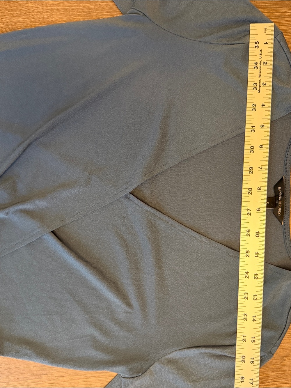 Banana Republic Blue Gray Wrap Top Small Long Sleeve V Neck Stretch Crepe - Picture 10 of 12